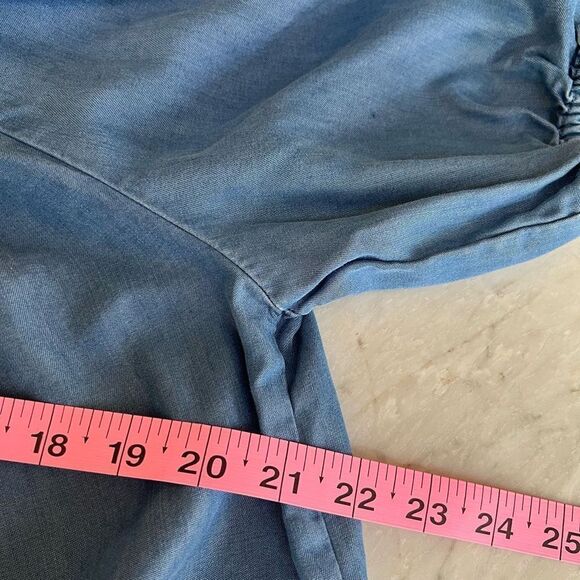Loft chambray off shoulder blue blouse size S - Picture 5 of 7